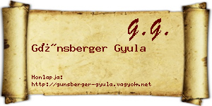 Günsberger Gyula névjegykártya
